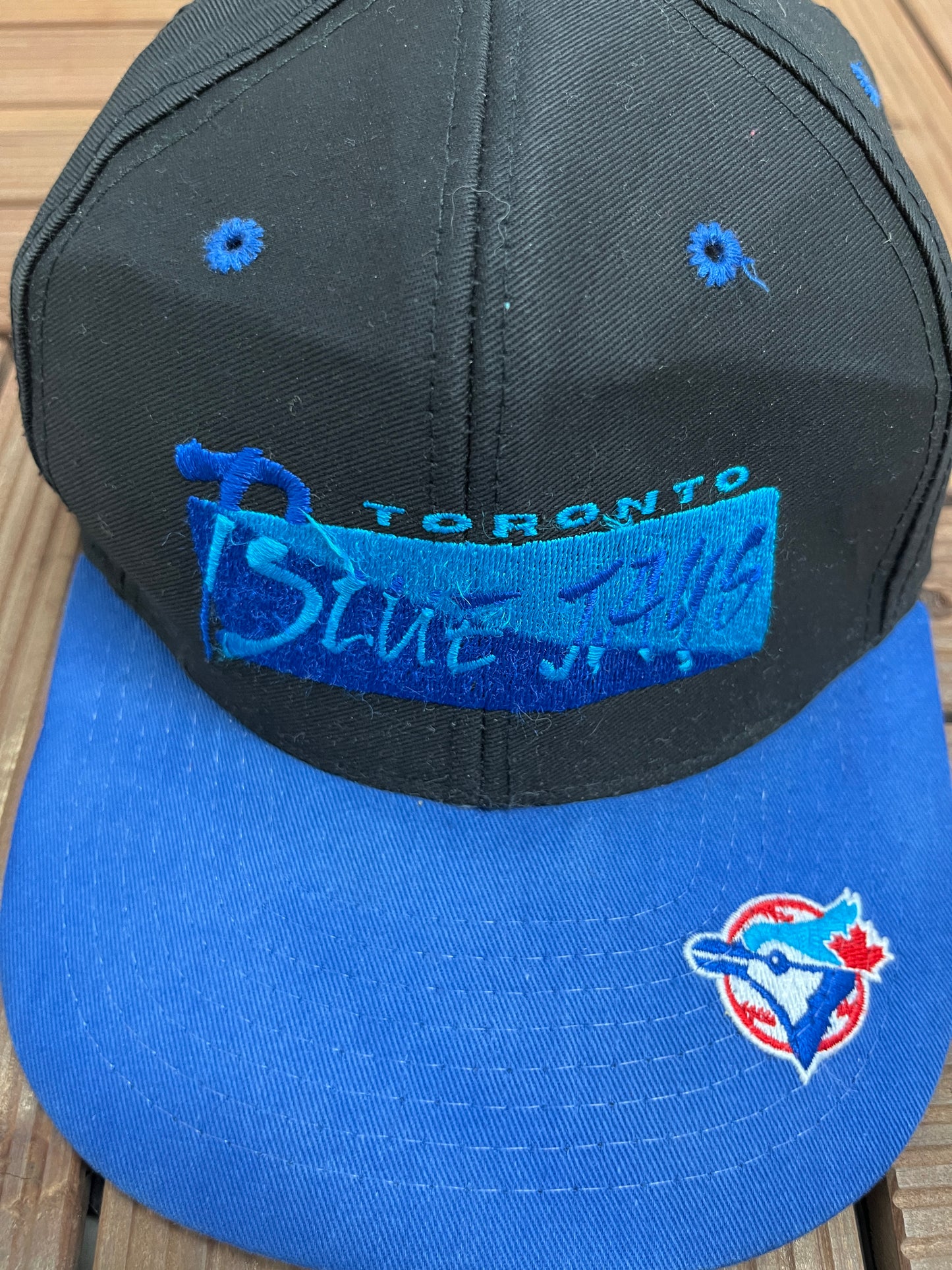 Toronto Blue Jays Graphic Hat | Snap Back | Vintage 1990s MLB Baseball Black Cap |