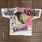 Chicago Blackhawks All Over Print Graphic Tee | Size X-Large | Vintage 1990s NHL Hockey White T-Shirt |