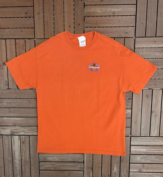Survivor Outwit Outplay Outlast Thailand Graphic Tee | Size X-Large | Vintage 2000s Promotional Orange T-Shirt |