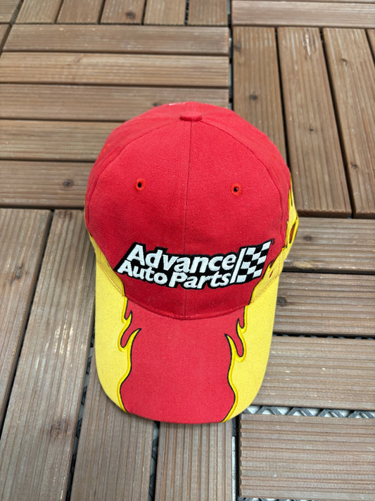 Cruz Pedregon Advance Auto Parts Embroidered Hat | Strap Back | Vintage 2000s Racing Red Cap |