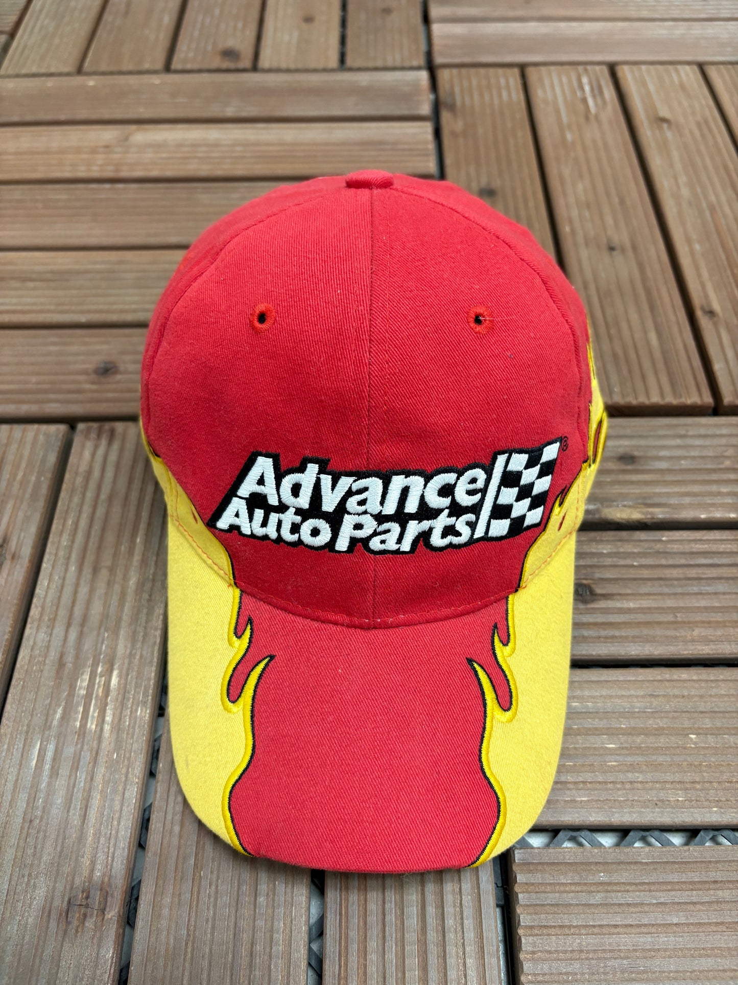 Cruz Pedregon Advance Auto Parts Embroidered Hat | Strap Back | Vintage 2000s Racing Red Cap |