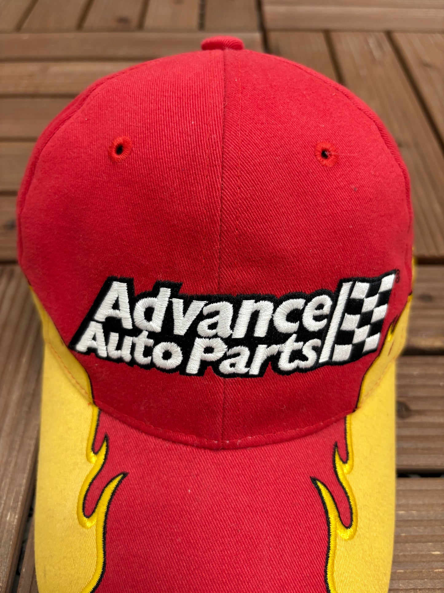 Cruz Pedregon Advance Auto Parts Embroidered Hat | Strap Back | Vintage 2000s Racing Red Cap |