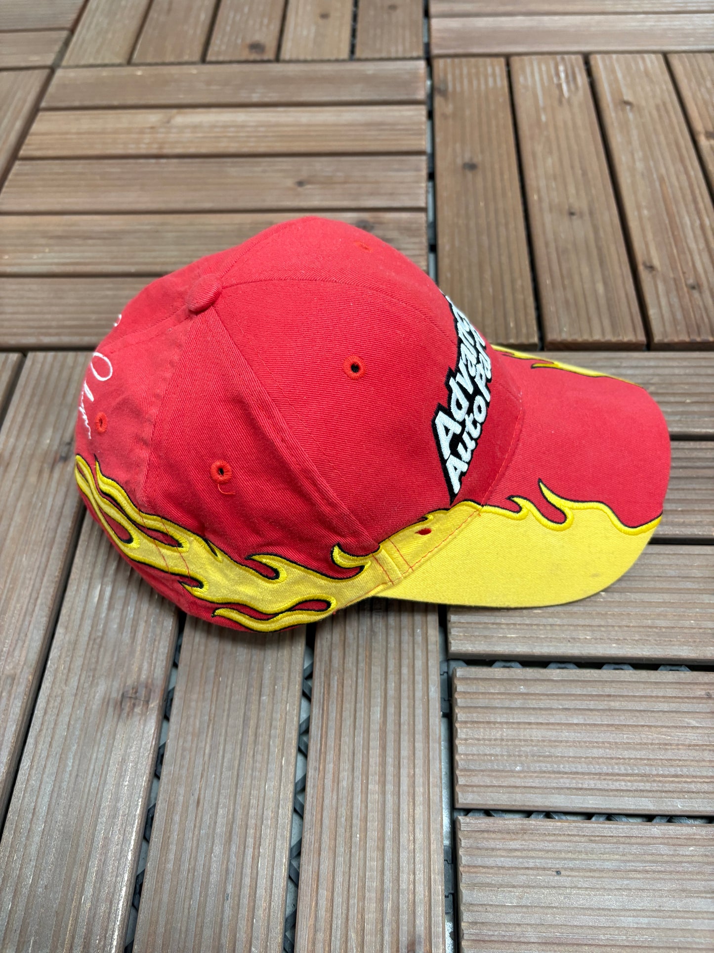 Cruz Pedregon Advance Auto Parts Embroidered Hat | Strap Back | Vintage 2000s Racing Red Cap |
