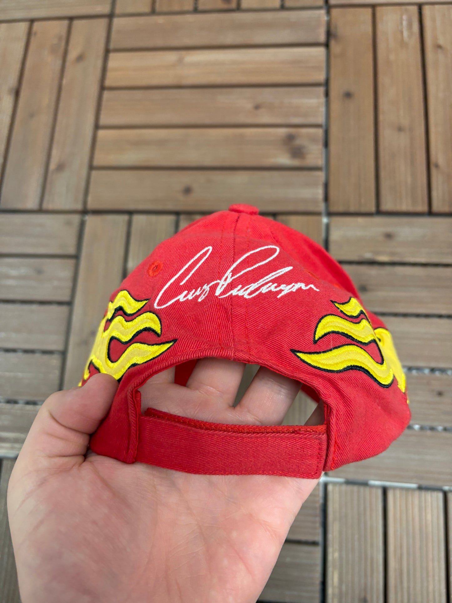 Cruz Pedregon Advance Auto Parts Embroidered Hat | Strap Back | Vintage 2000s Racing Red Cap |
