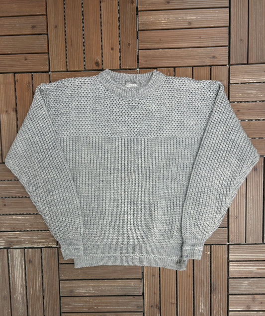 Loft & Brownstone Knit Crewneck | Size Large | Vintage 2000s Branded Grey Knit Sweater |