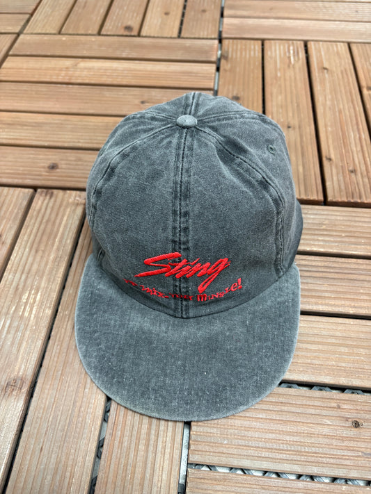 Sting We Mix, You Mingle! Graphic Hat | Metal Clasp | Vintage 1990s Alcohol Promotional Grey Cap |