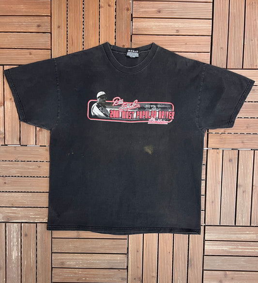 Dale Earnhardt 2001 Most Popular Driver Graphic Tee | Size Large | Vintage 2000s NASCAR Racing Black T-Shirt |