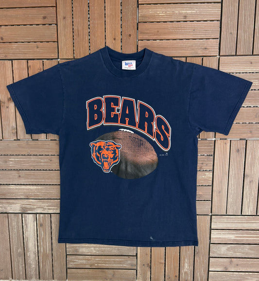 Chicago Bears Graphic Tee | Size X-Large | Vintage 1990s NFL Football Blue T-Shirt |