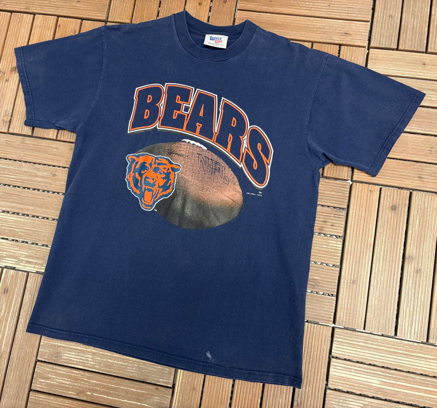 Chicago Bears Graphic Tee | Size X-Large | Vintage 1990s NFL Football Blue T-Shirt |