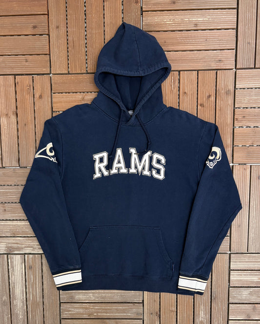 Los Angeles Rams Graphic Hoodie | Size Medium | Vintage 2000s NFL Football Blue Sweatshirt |