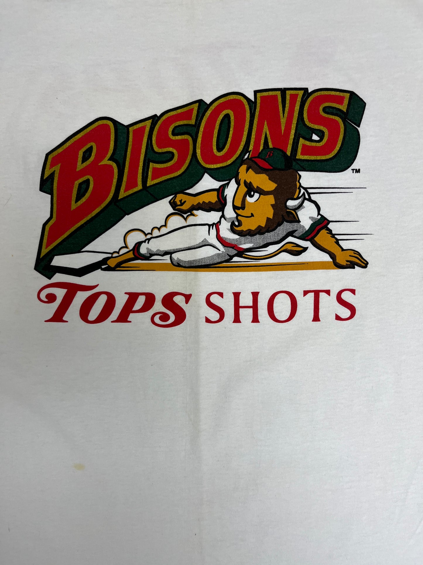 Buffalo Bisons Graphic Tee | Size X-Large | Vintage 1990s MiLB Baseball White T-Shirt |