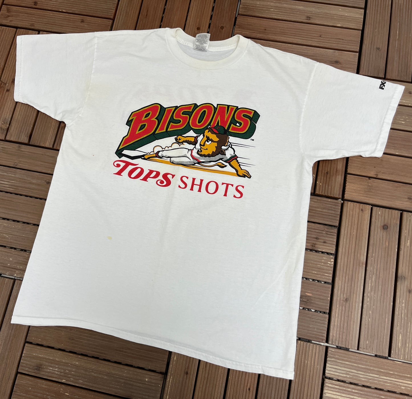 Buffalo Bisons Graphic Tee | Size X-Large | Vintage 1990s MiLB Baseball White T-Shirt |