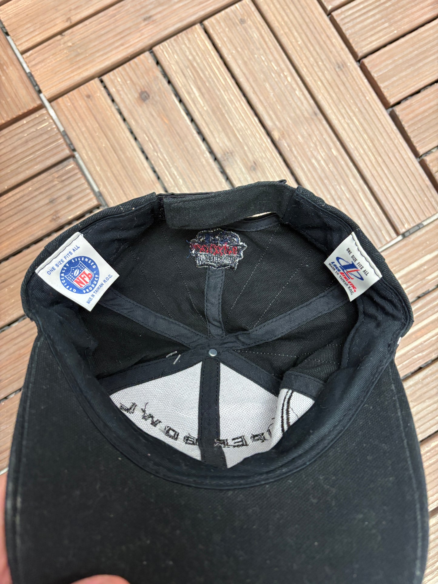 St. Louis Rams Super Bowl Champions 2000 Graphic Hat | Strap Back | Vintage 2000s Logo Athletic Black NFL Football Cap |
