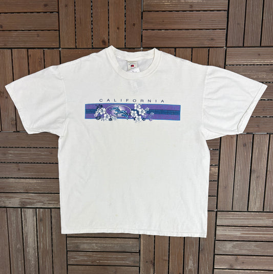 California Scenic Graphic Tee | Size Large | Vintage 1990s Tourist Promotional White T-Shirt |