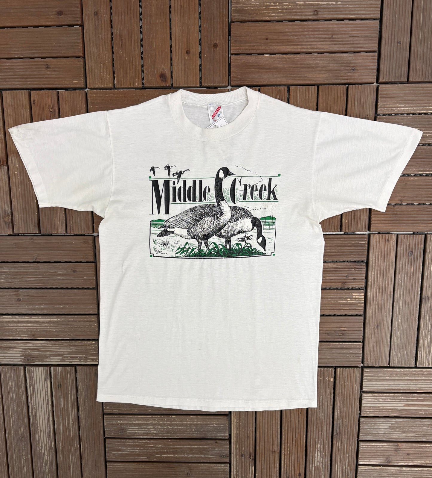 Middle Creek Wildlife Management Area Graphic Tee | Size Large | Vintage 1990s Animal Graphic White T-Shirt |