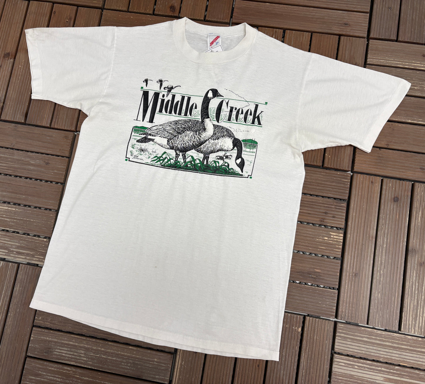 Middle Creek Wildlife Management Area Graphic Tee | Size Large | Vintage 1990s Animal Graphic White T-Shirt |