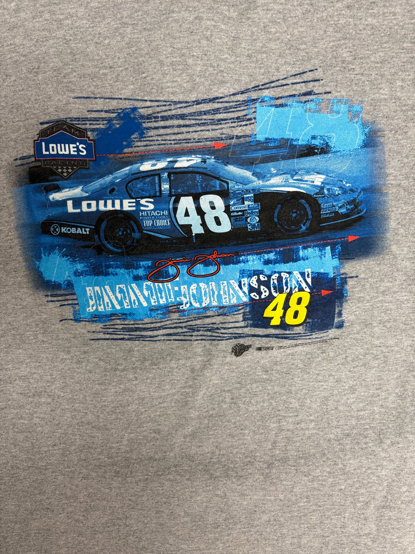Jimmie Johnson Lowe's Racing NASCAR Graphic Tee | Size X-Large | Vintage 2000s Grey Racing T-Shirt |