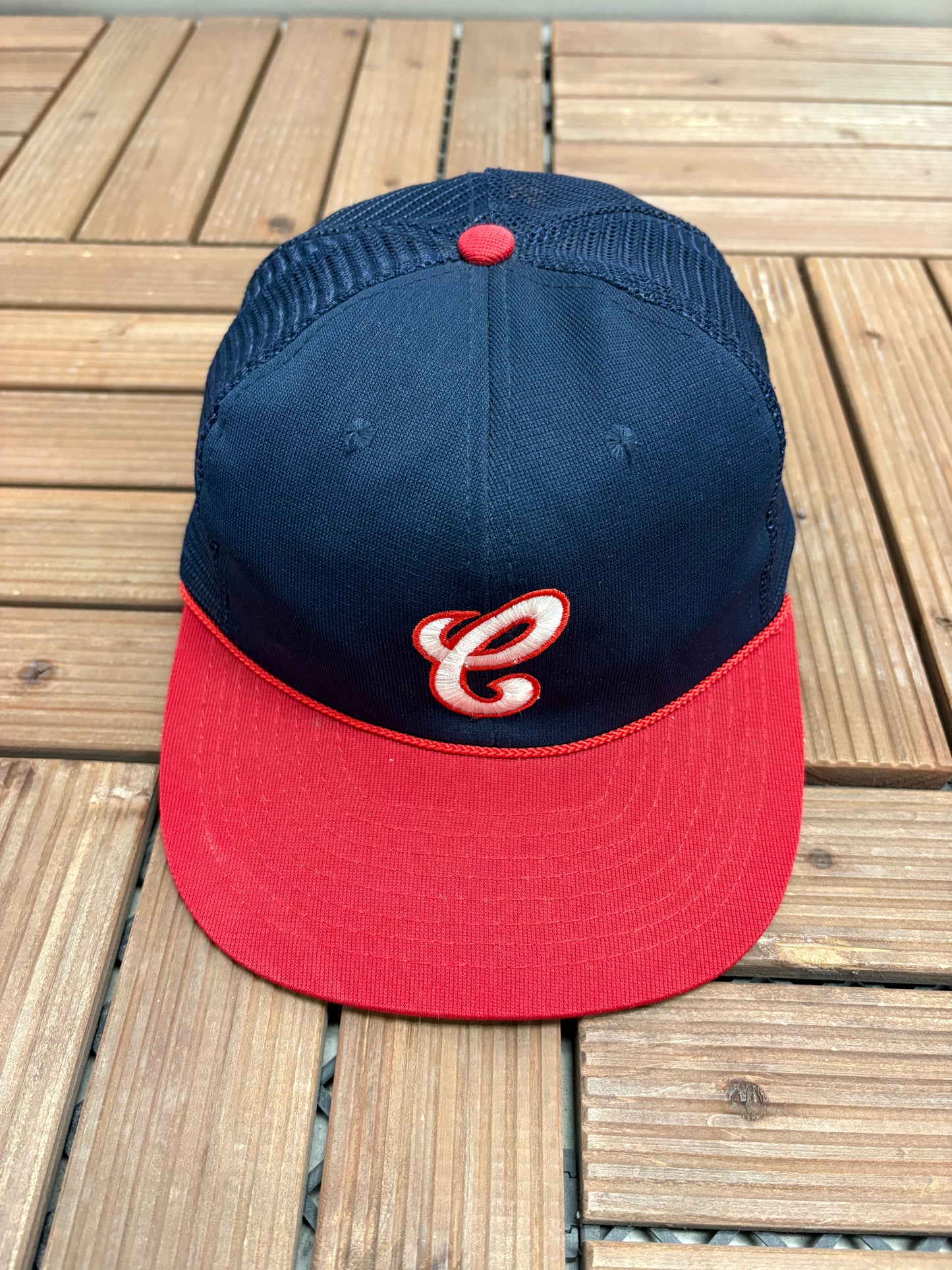 Chicago White Sox Cursive C Stitched Hat | Snap Back | Vintage 1980s MLB Baseball Blue Cap |