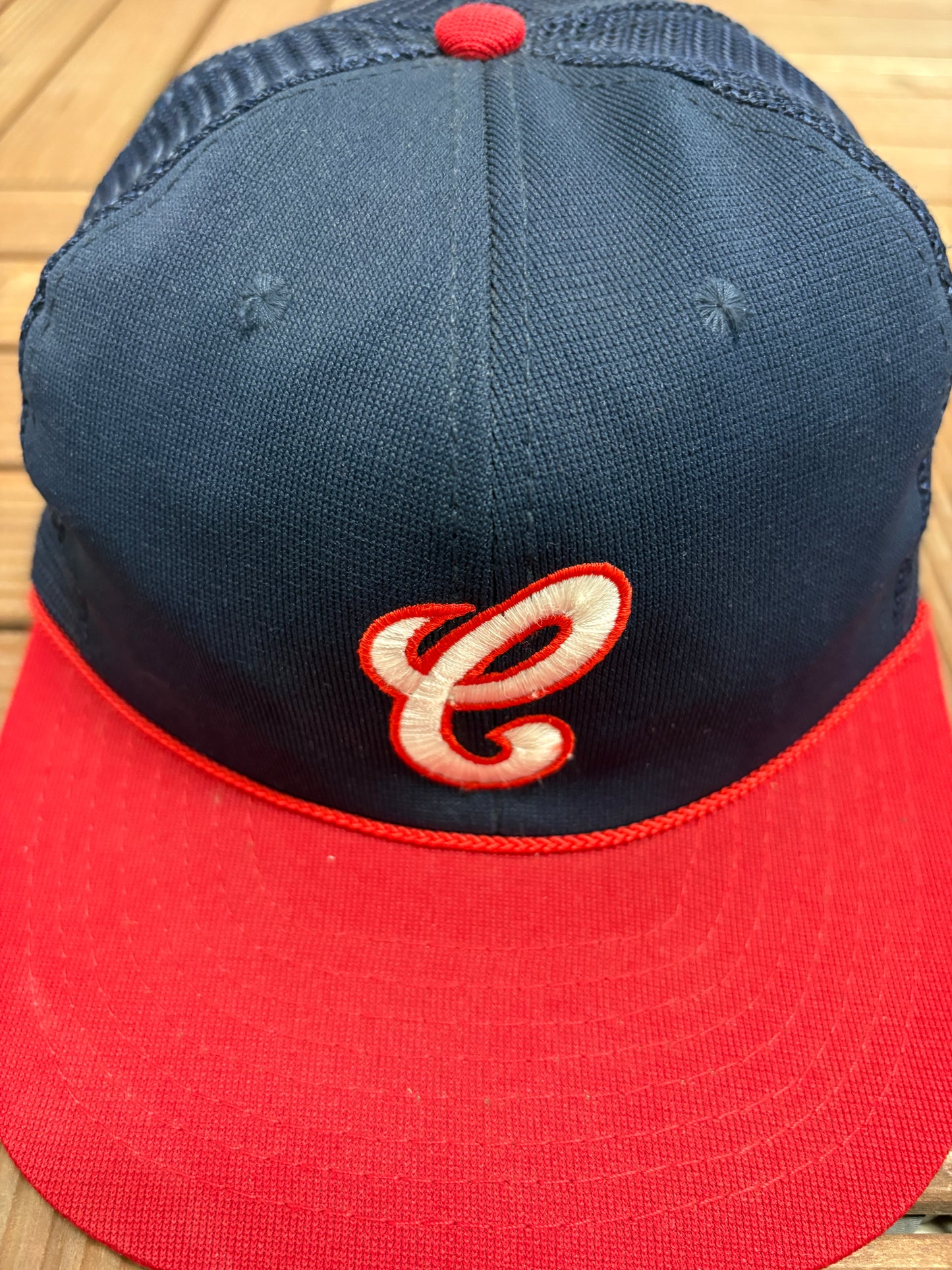 Chicago White Sox Cursive C Stitched Hat | Snap Back | Vintage 1980s MLB Baseball Blue Cap |