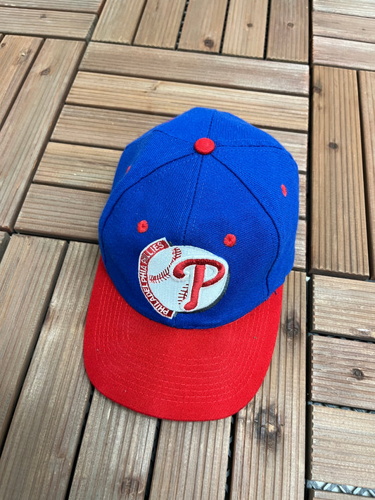 Philadelphia Phillies Graphic Hat | Snap Back | Vintage 1990s MLB Baseball Blue Cap |