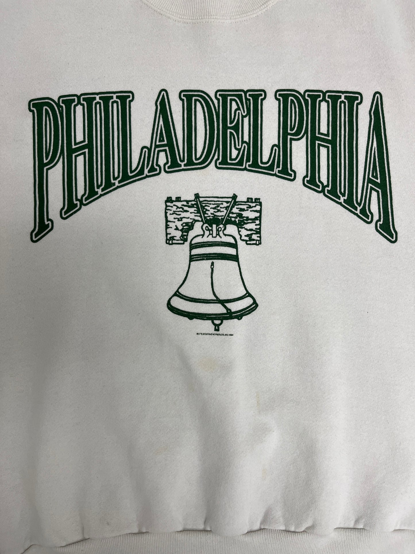 Philadelphia Liberty Bell Graphic Sweater | Size Large | Vintage 1990s Tourist White Sweater |