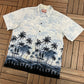 Hawaii Beachfront Graphic Hawaiian Shirt | Size X-Large | Vintage 1990s Scenic Hawaiian Shirt |