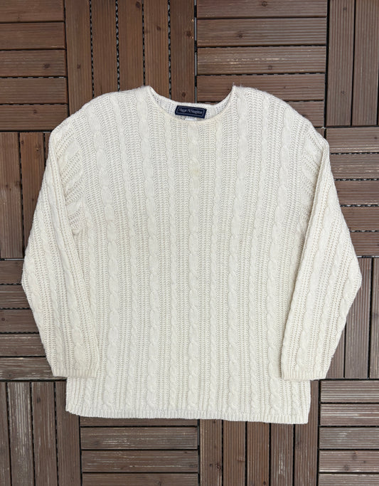 Maggie McNaughton Cable Knit Sweater | Size XX-Large | Vintage 1990s Made in USA Branded Sweater |