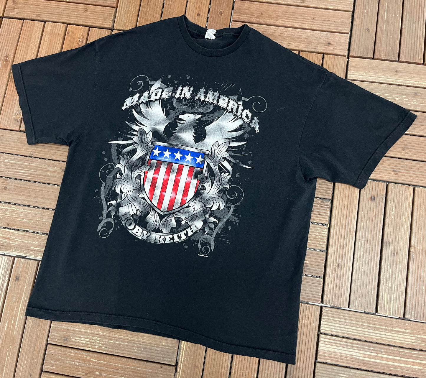 Toby Keith Made in America Graphic Tee | Size XX-Large | Vintage 2000s Country Music Black T-Shirt |