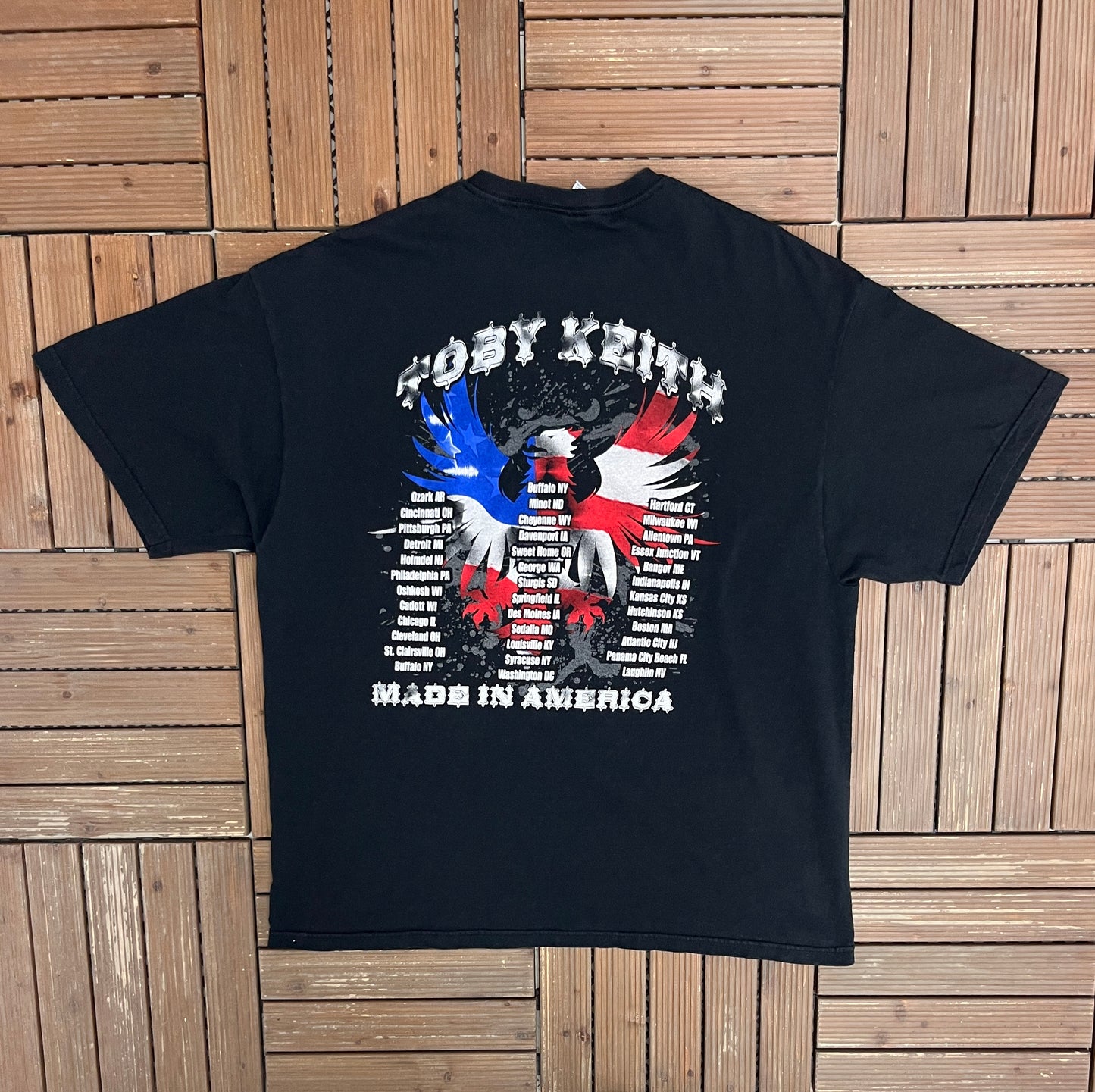 Toby Keith Made in America Graphic Tee | Size XX-Large | Vintage 2000s Country Music Black T-Shirt |