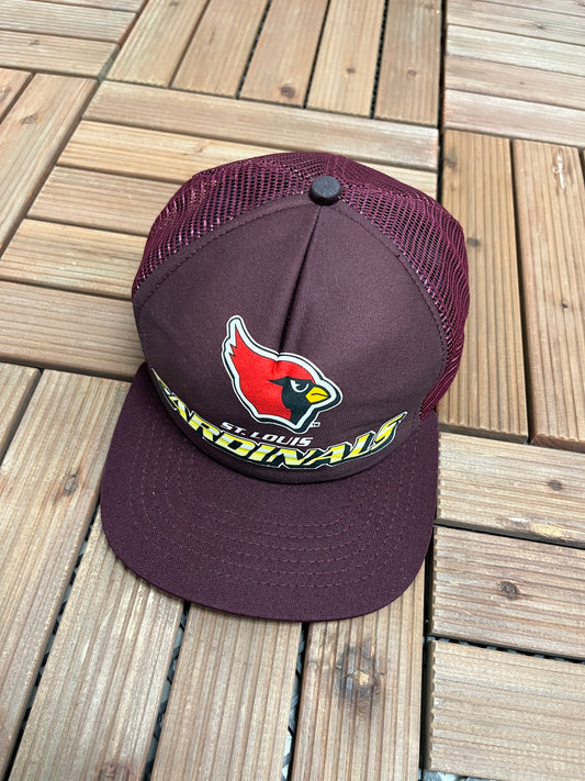 St. Louis Cardinals Graphic Hat | Snap Back | Vintage 1990s Made in USA NFL Football Red Cap |