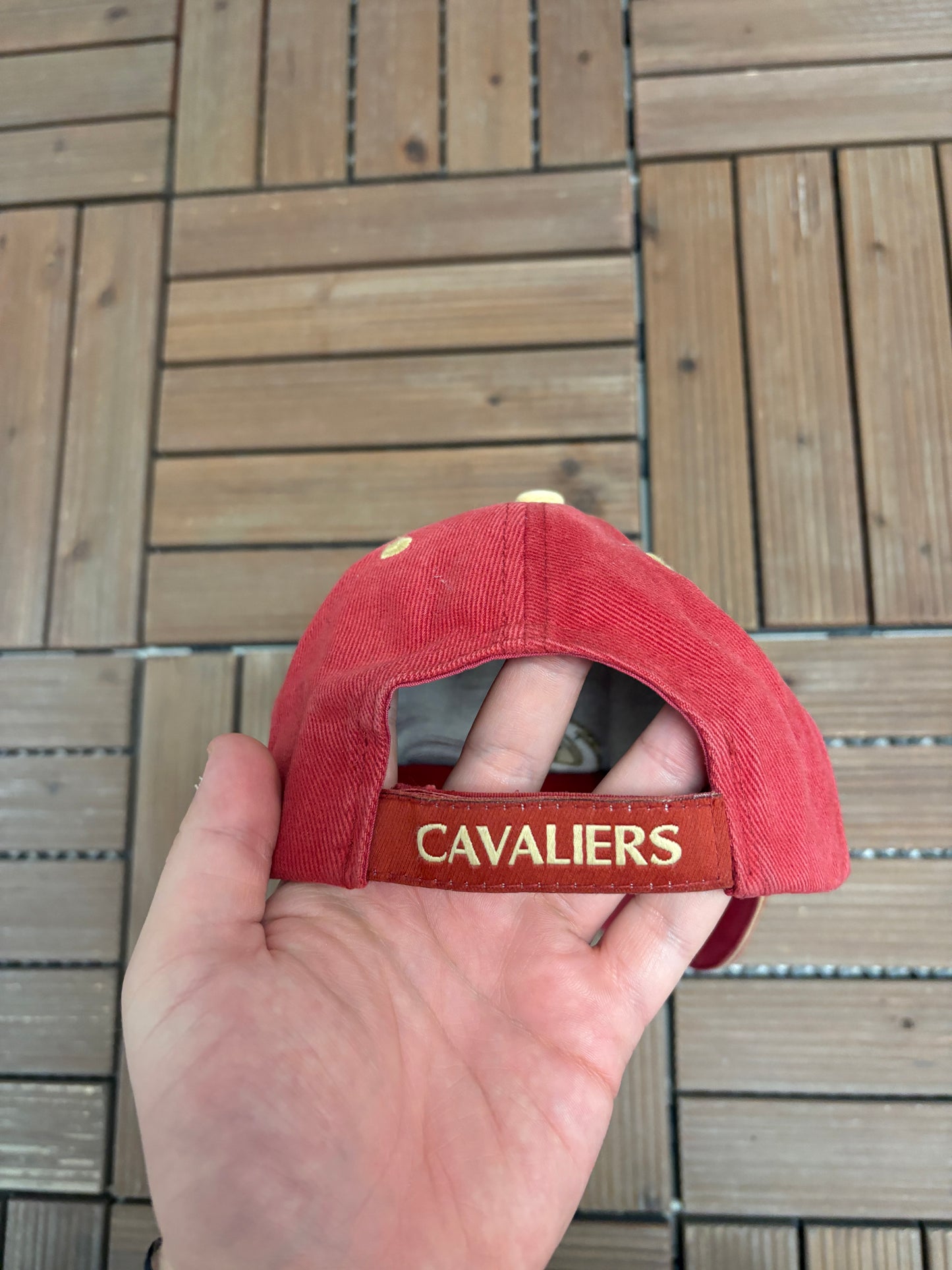 Cleveland Cavaliers Embroidered Graphic Hat | Strap Back | Vintage 2000s NBA Basketball Red Cap |