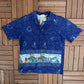 Hawaii Oceans Graphic Hawaiian Shirt | Size Large | Vintage 1990s Scenic Hawaiian Shirt |