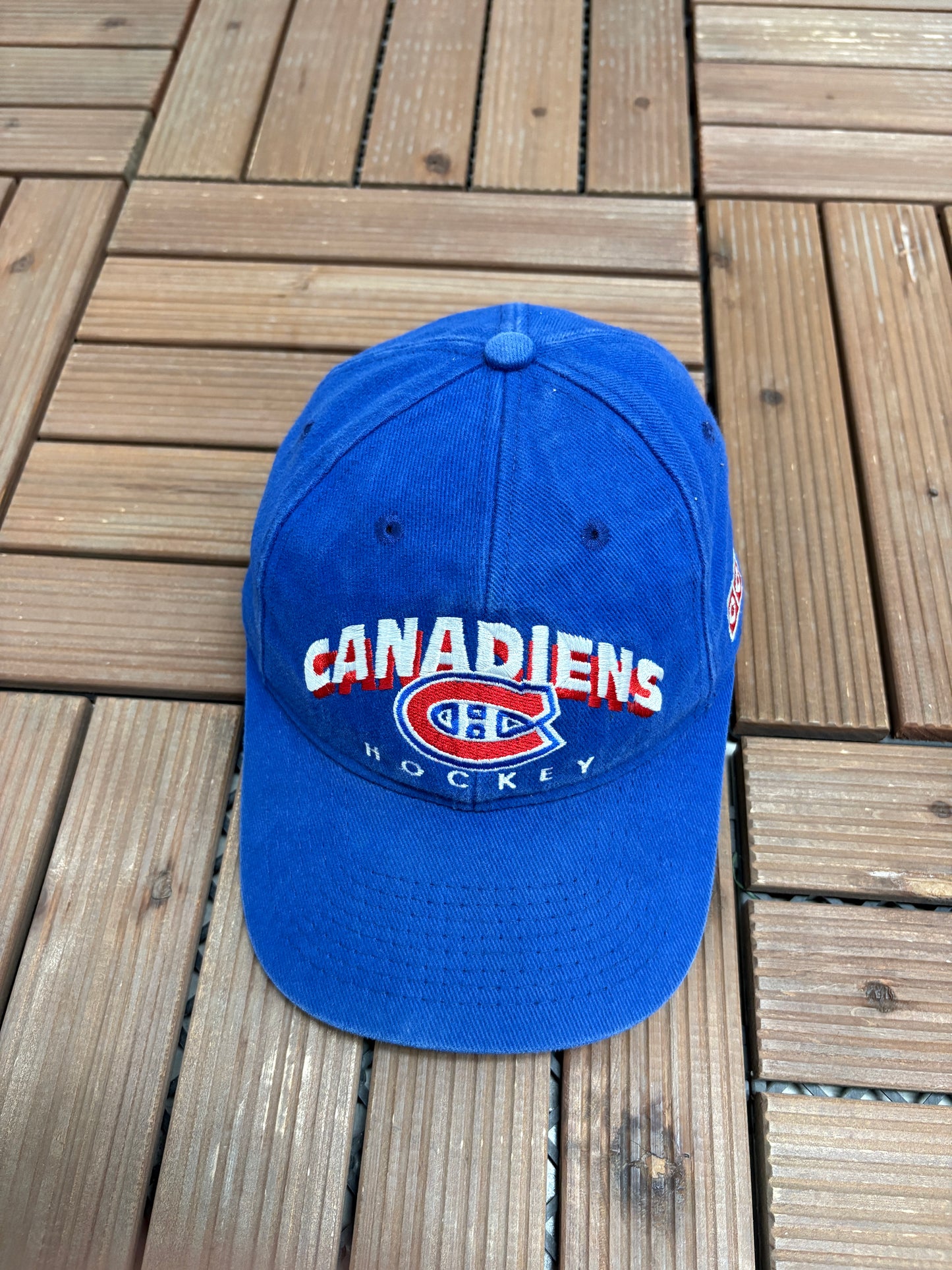 Montreal Canadiens Hockey Graphic Hat | Snap Back | Vintage 1990s NHL Hockey Blue Cap |