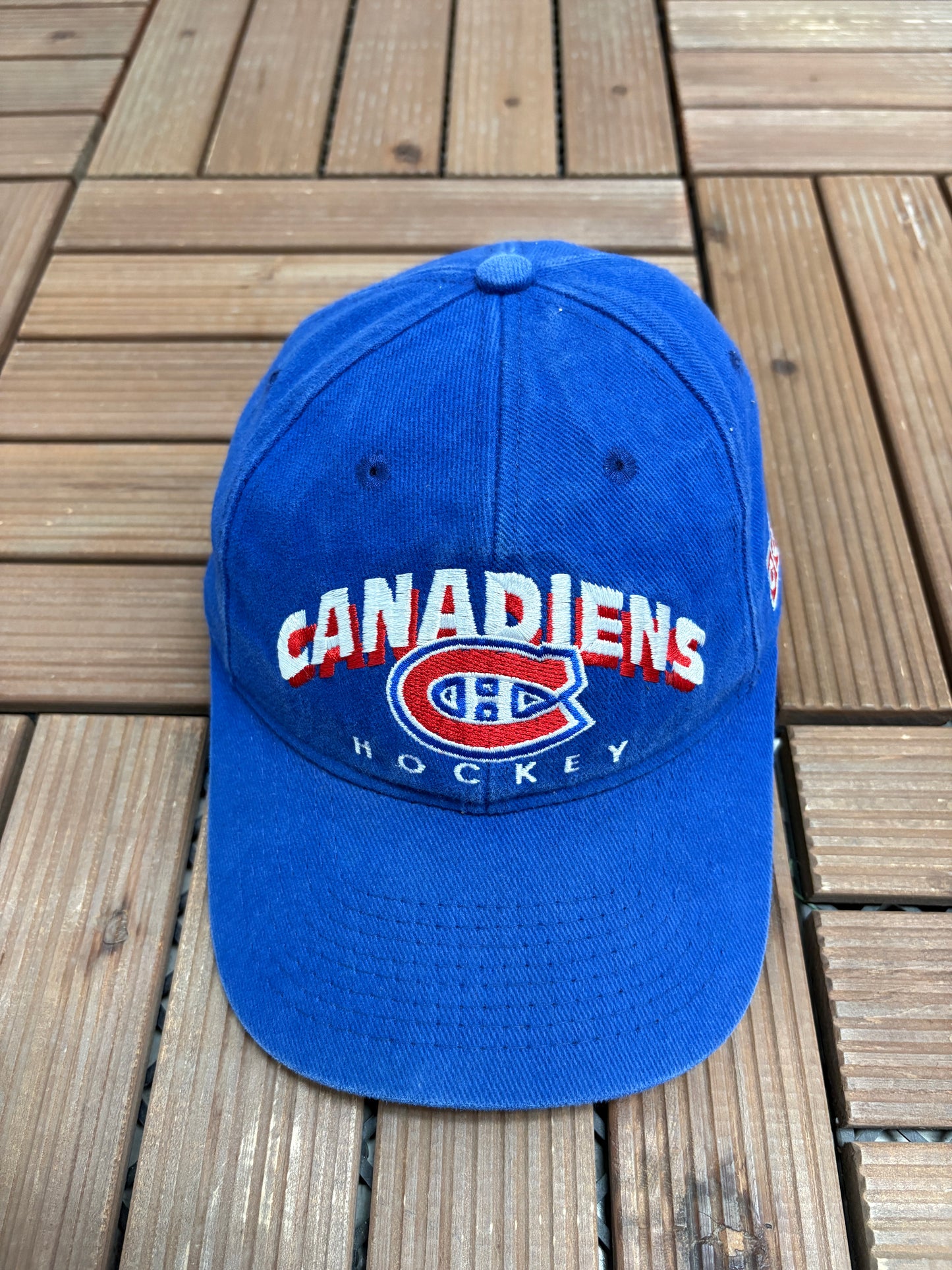 Montreal Canadiens Hockey Graphic Hat | Snap Back | Vintage 1990s NHL Hockey Blue Cap |