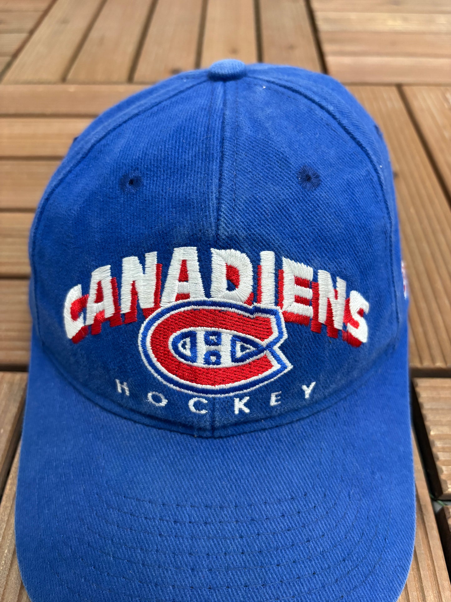 Montreal Canadiens Hockey Graphic Hat | Snap Back | Vintage 1990s NHL Hockey Blue Cap |