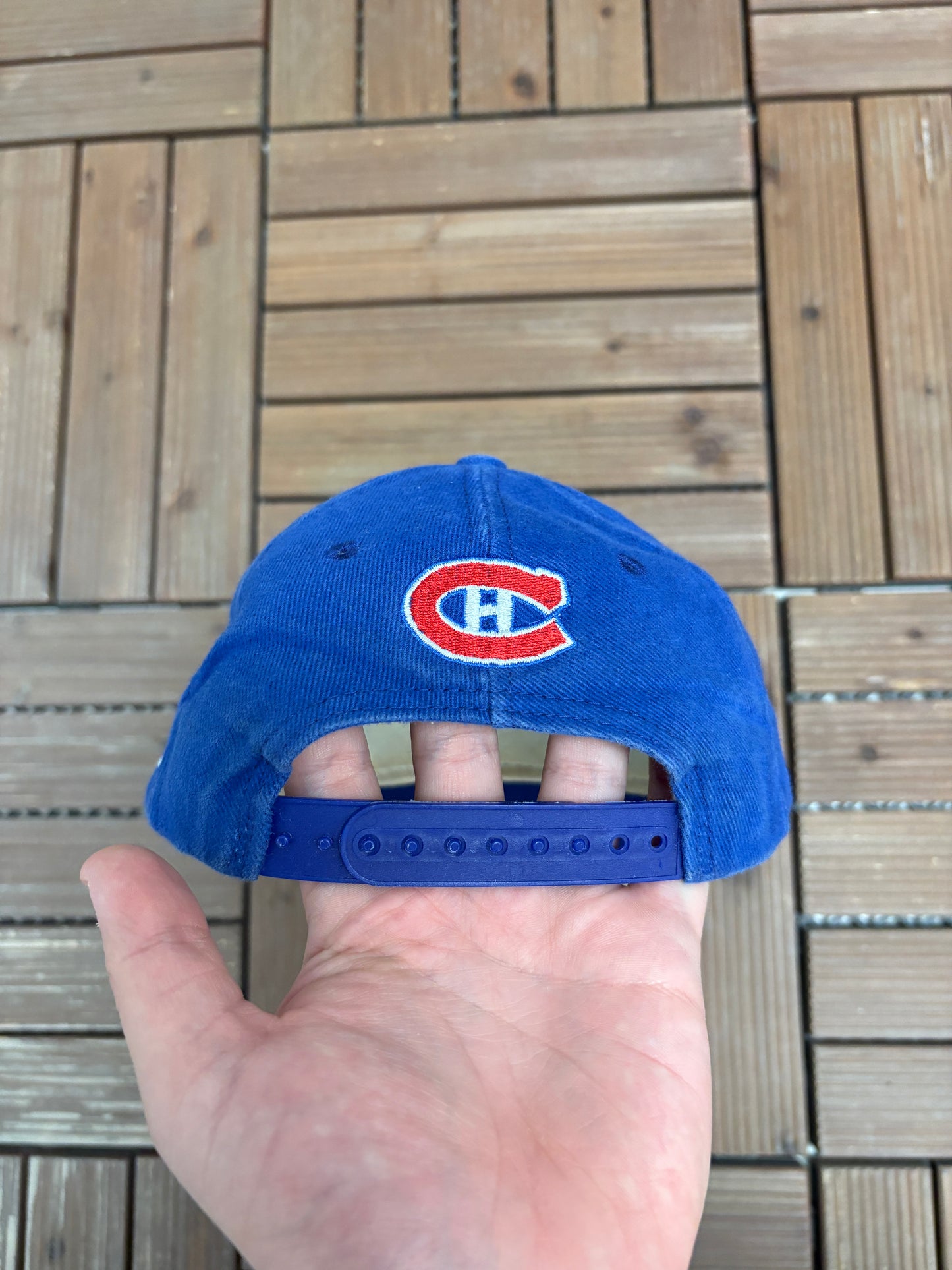 Montreal Canadiens Hockey Graphic Hat | Snap Back | Vintage 1990s NHL Hockey Blue Cap |