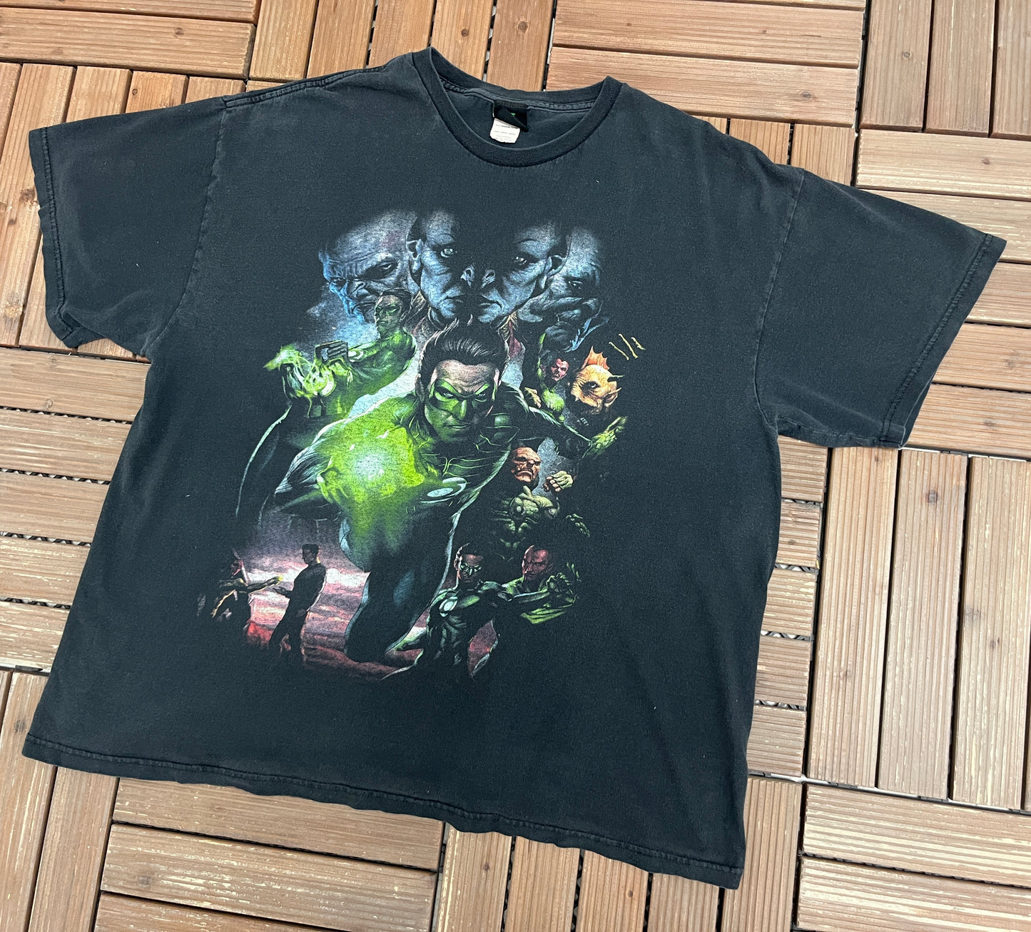 Green Lantern Graphic Tee | Size XX-Large | Vintage 2000s DC Comics Black T-Shirt |