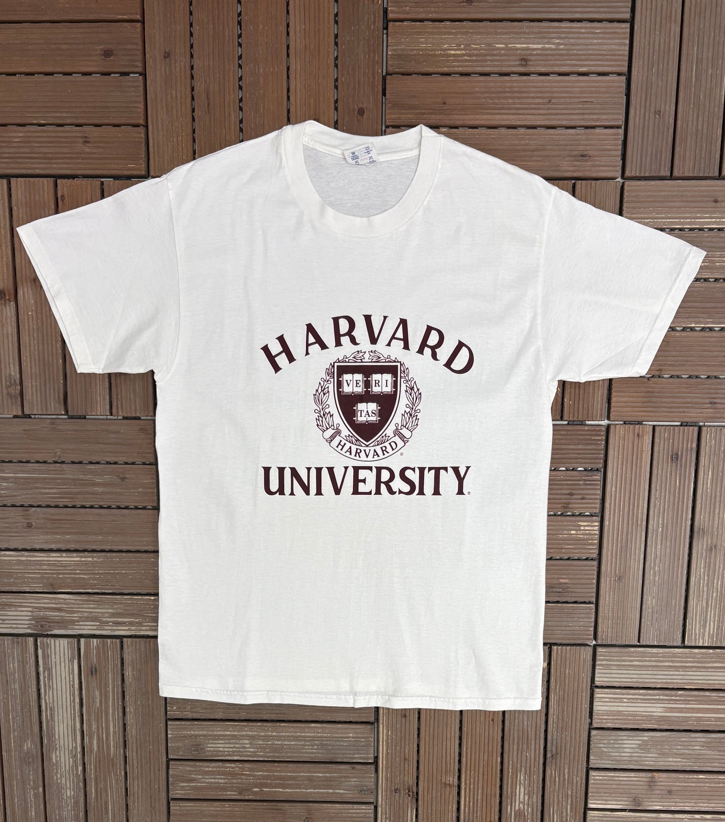 Harvard University Graphic Tee | Size Large | Vintage 1990s College White T-Shirt |