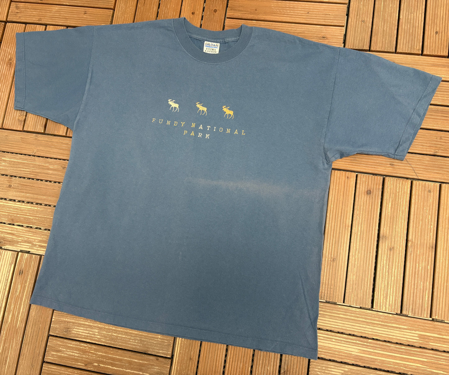 Fundy National Park Graphic Tee | Size XX-Large | Vintage 2000s Tourist Promotional Blue T-Shirt |