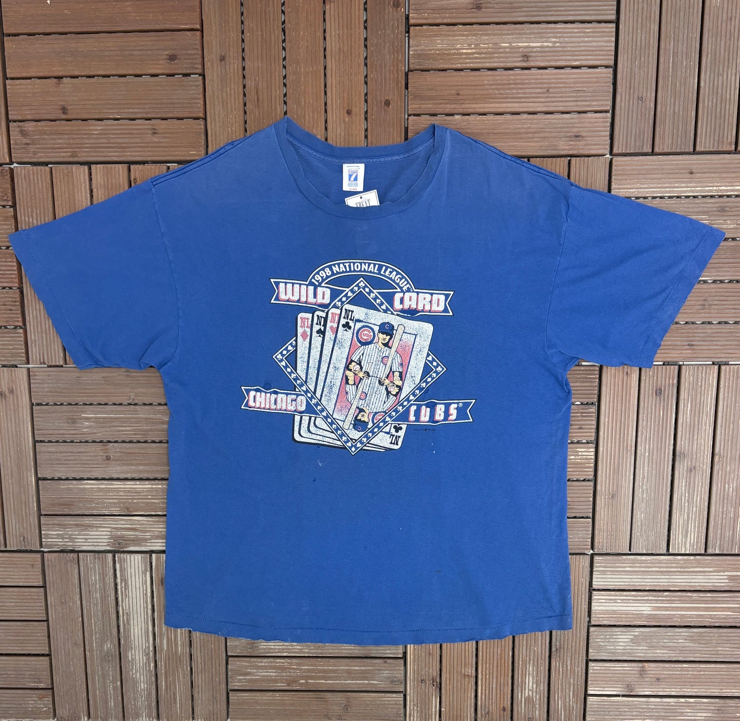 Chicago Cubs Wild Card 1998 Graphic Tee | Size XX-Large | Vintage 1990s MLB Baseball Blue T-Shirt |