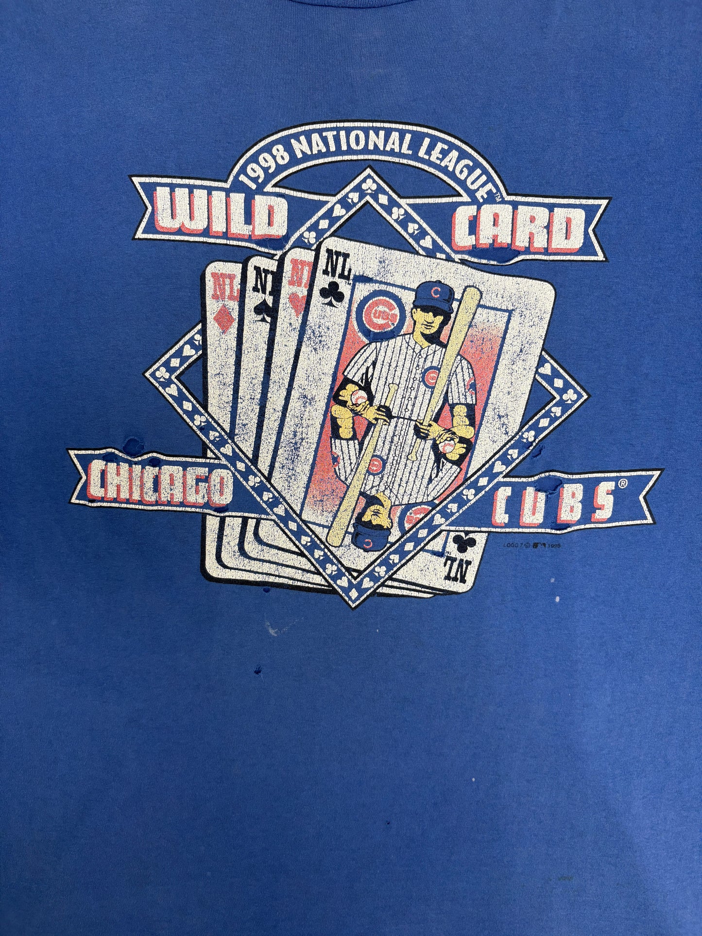 Chicago Cubs Wild Card 1998 Graphic Tee | Size XX-Large | Vintage 1990s MLB Baseball Blue T-Shirt |