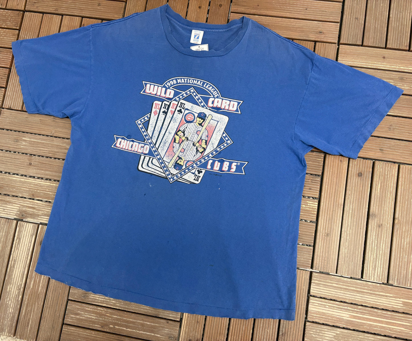 Chicago Cubs Wild Card 1998 Graphic Tee | Size XX-Large | Vintage 1990s MLB Baseball Blue T-Shirt |