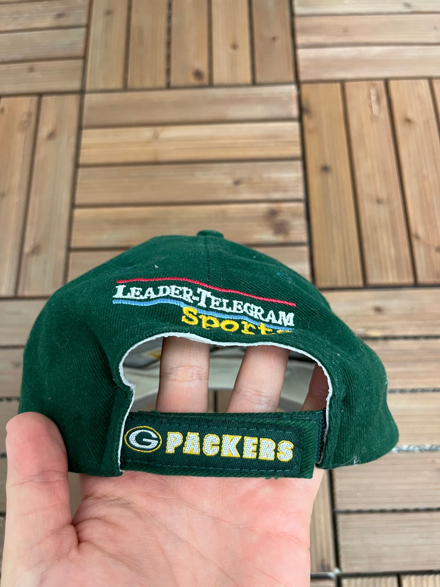 Green Bay Packers Embroidered Graphic Hat | Strap Back | Vintage 2000s NFL Football Green Cap |