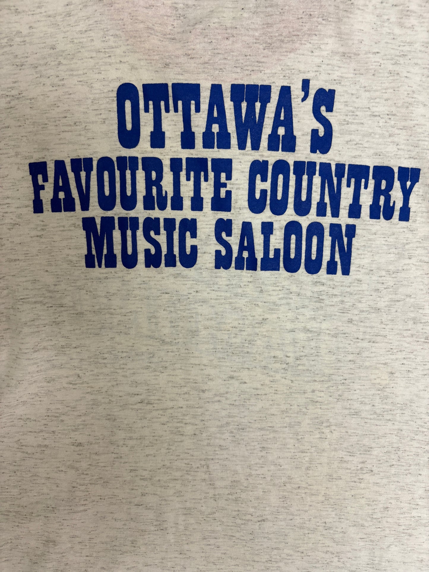 Denim & Diamonds Saloon Graphic Tee | Size Medium | Vintage 1990s Promotional Grey T-Shirt |