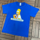 The Simpsons Every Time I Learn Something New Graphic Tee | Size Medium | Vintage 2000s Cartoon Promotional Blue T-Shirt |