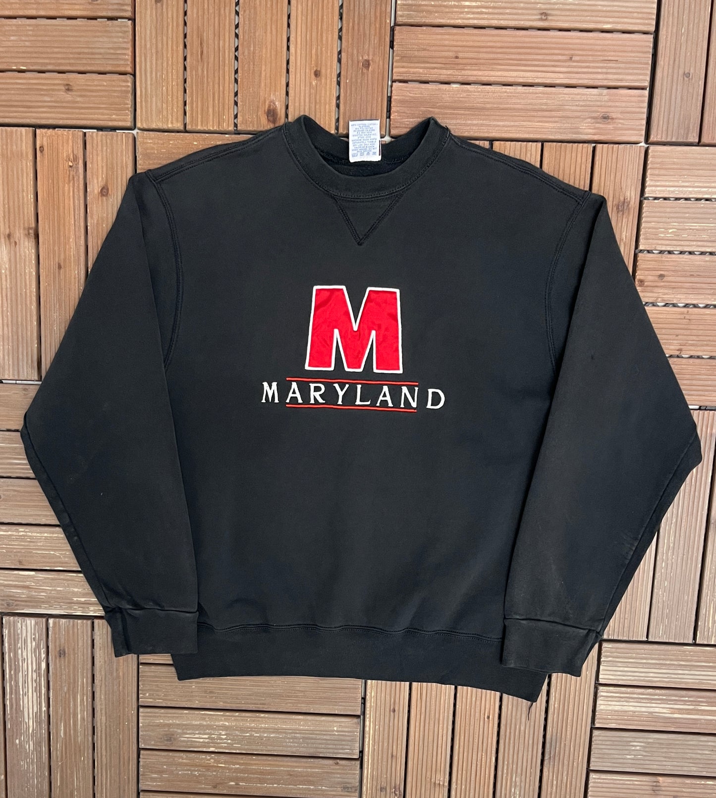 Maryland Terrapins Graphic Crewneck | Size X-Large | Vintage 1990s College Black Sweater |