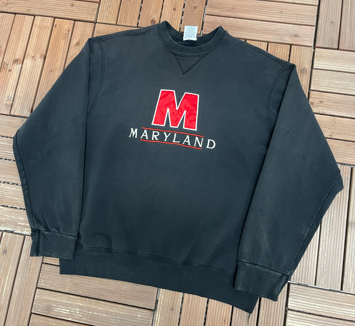 Maryland Terrapins Graphic Crewneck | Size X-Large | Vintage 1990s College Black Sweater |