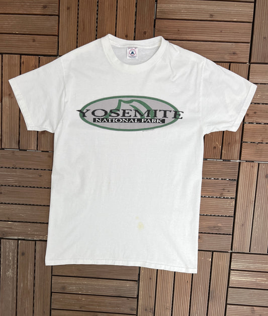 Yosemite National Park Graphic Tee | Size Medium | Vintage 1990s Tourist Promotional White T-Shirt |