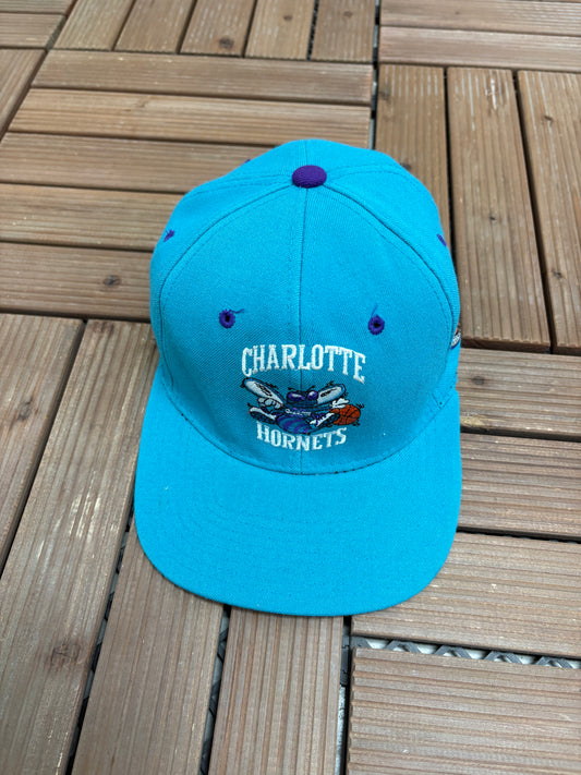 Charlotte Hornets Embroidered Graphic Hat | Size 6 5/8 - 7 1/8 | Vintage 2000s NBA Basketball Teal Cap |
