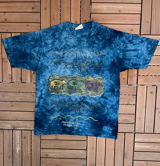 Magnetic Hill Zoo Moncton, New Brunswick Graphic Tee | Size Medium | Vintage 1990s Promotional Blue T-Shirt |